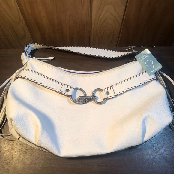 Nine West White and Brown Shoulder Bag with Fringe - Picture 2 of 12